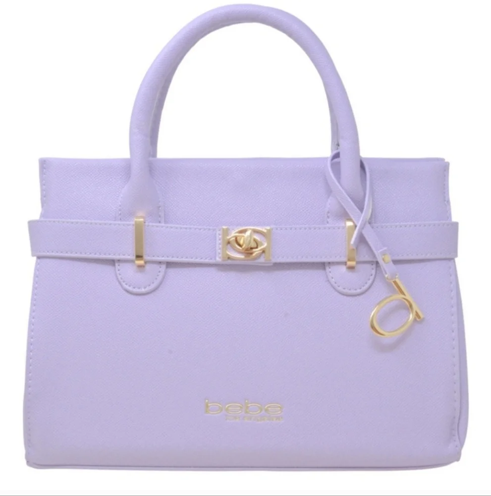 Bebe Evie Satchel with Gold Hardware and Crossbody Strap Rare Lilac Purple NWT